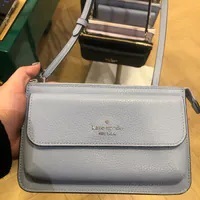 [S] KATE SPADE K8284 LEILA PEBBLED LEATHER SM FLAP CROSSBODY,MUTEC BLUE, 196021444401 (SKS1090)