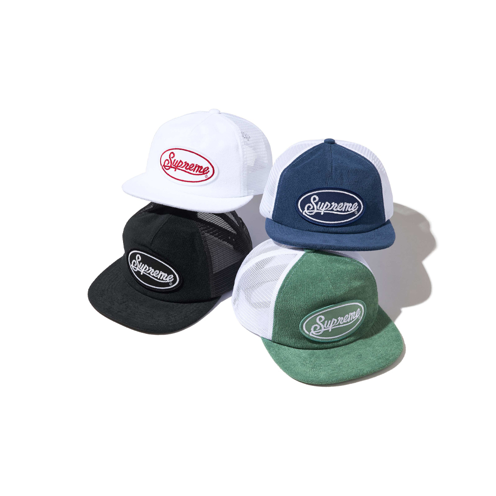 Supreme 24SS TERRY MESH BACK 6-PANEL 草寫可調整式後扣六分帽網帽老