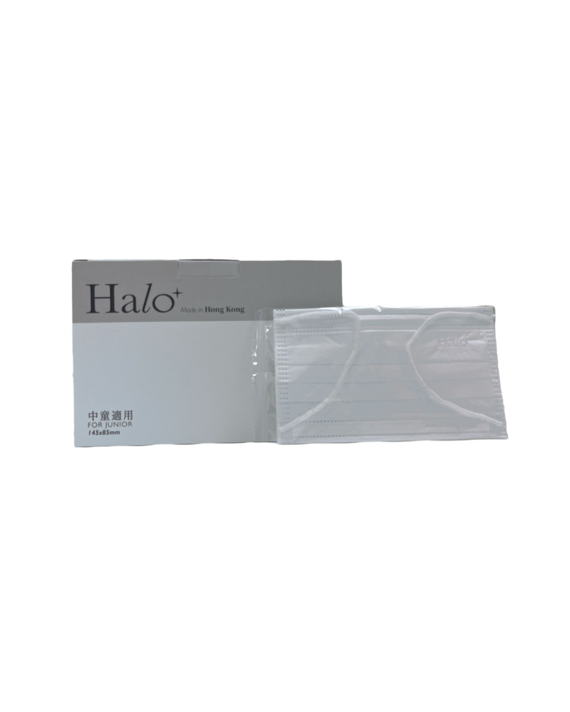 Halo+ 純白色 三層平面口罩 中童 40個