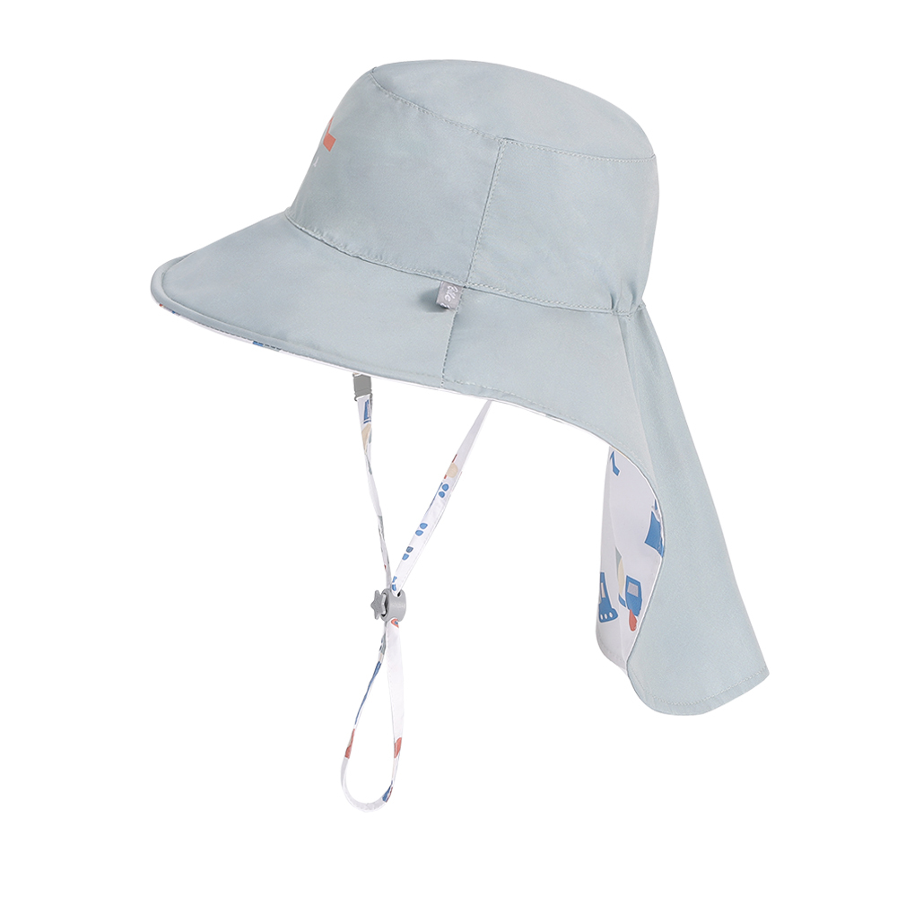 台灣BrilleBrille 兒童頸部防護雙面防曬帽/帽簷加長型- 建築高手 (禮盒包裝)