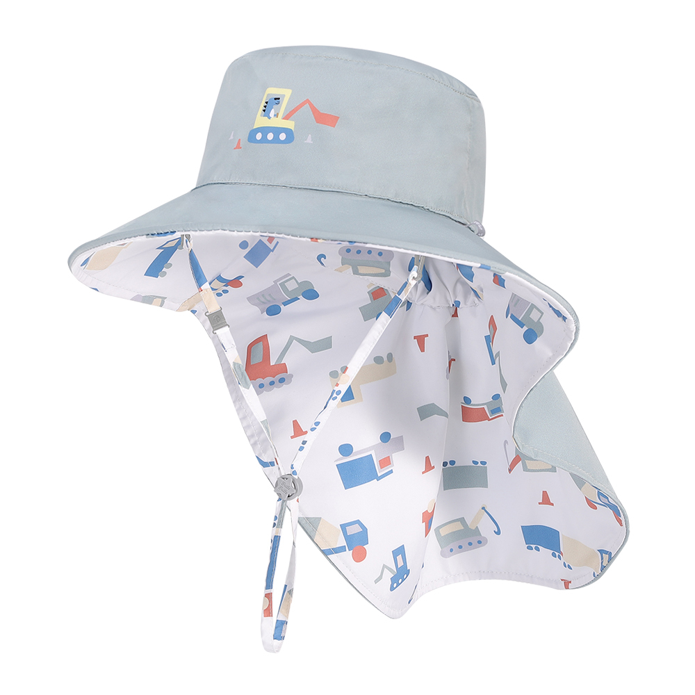 台灣BrilleBrille 兒童頸部防護雙面防曬帽/帽簷加長型- 建築高手 (禮盒包裝)
