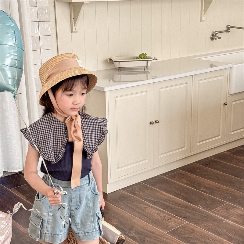 大翻格子領上衣