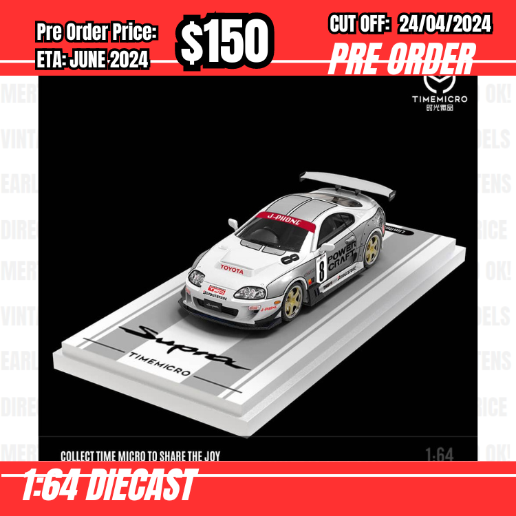 RS-$150  * Time Micro * 1:64 Toyota Supra White/Silver #8 [OD17/04]