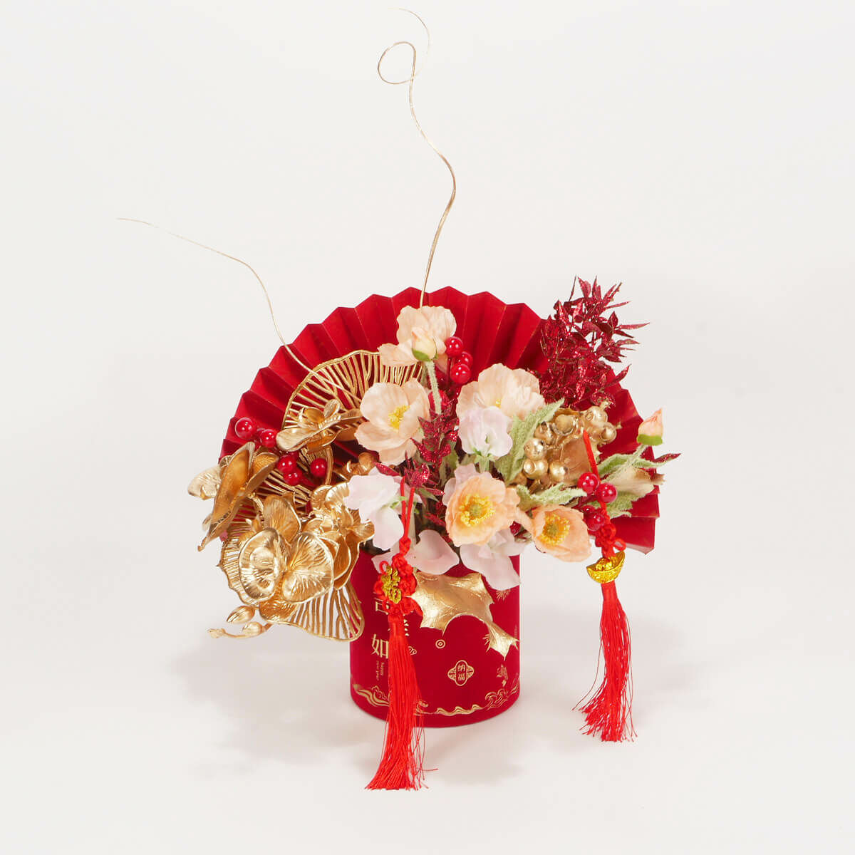 【連年有餘】仿真花盆花