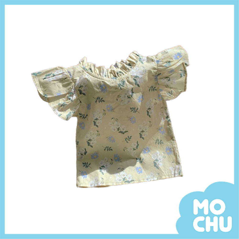 荷葉立領飛袖碎花上衣(三色)