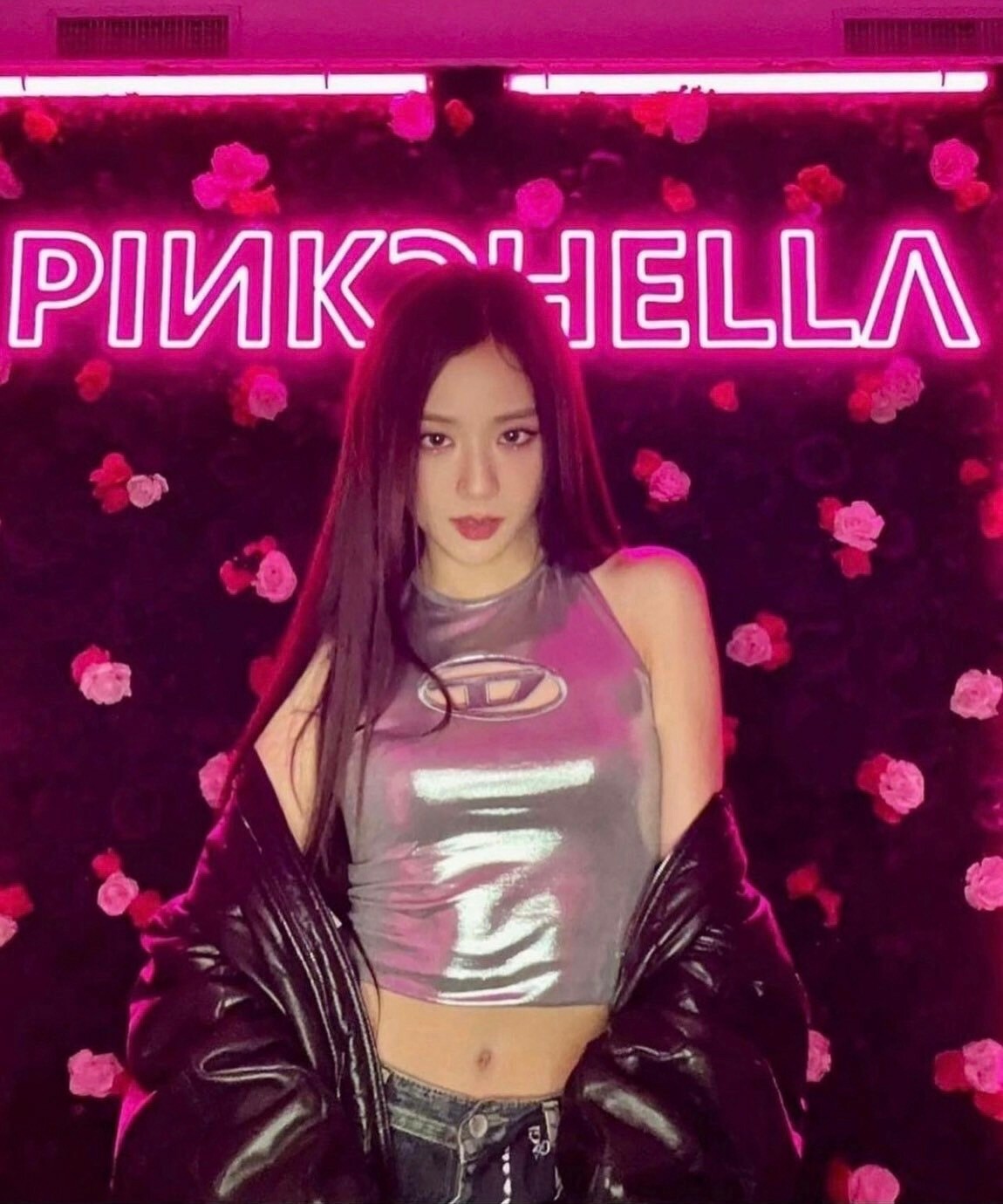 DIESEL Jisoo同款 質感金屬銀 D字Logo背心 智秀 BLACKPINK