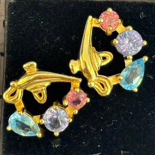 T220彩色剛玉托帕耳環