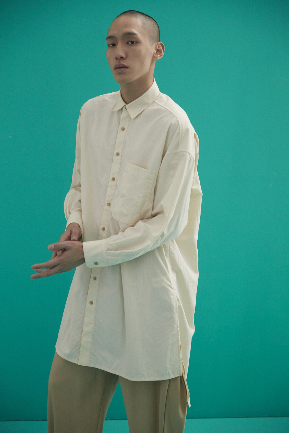 波浪口袋長襯衫