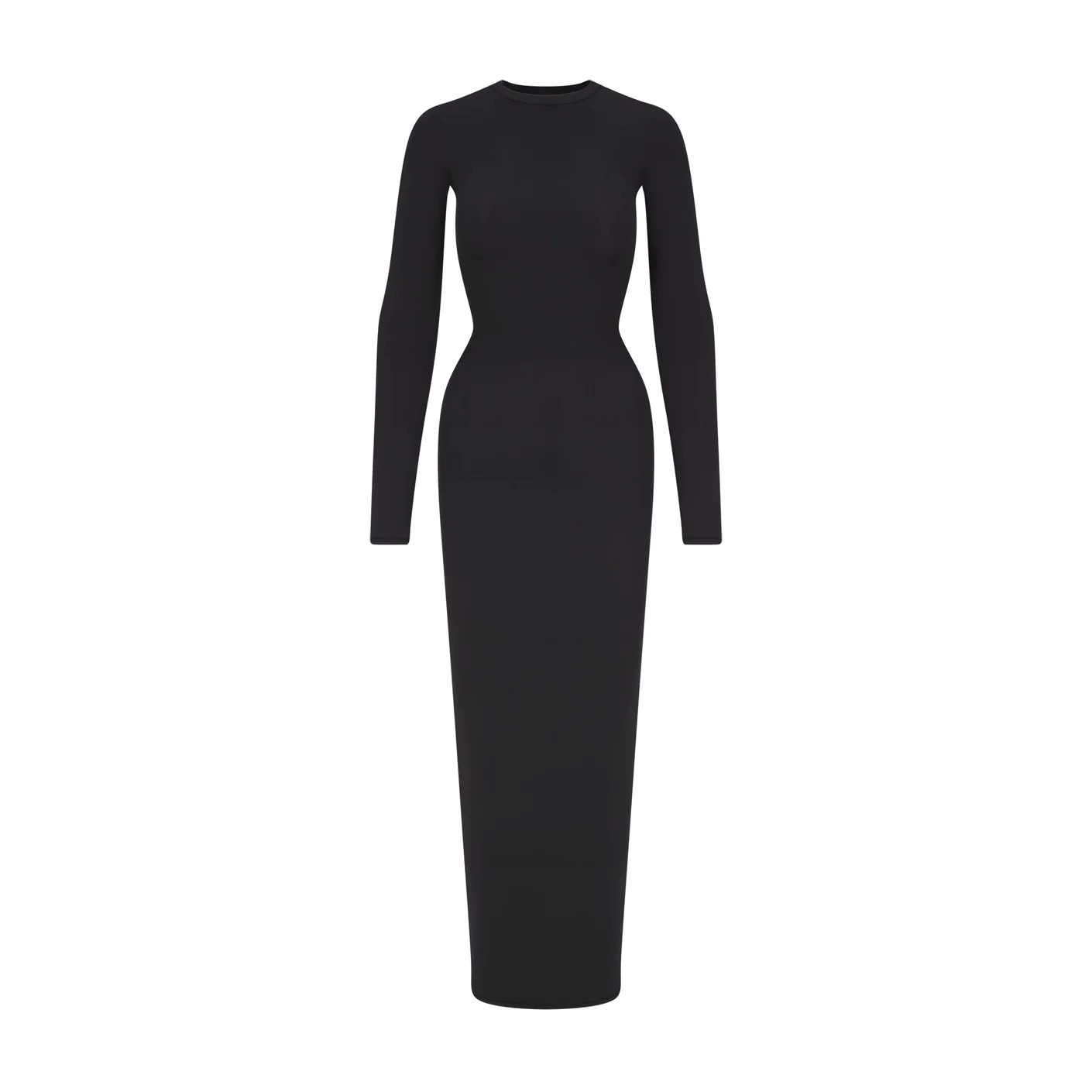 SKIMS 彈性長袖全長洋裝 Fits Everybody Crew Neck Long Sleeve Maxi Dress/ONYX/S
