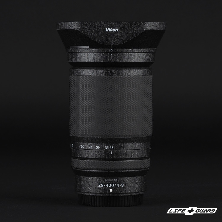 LIFE+GUARD 鏡頭貼膜安裝示意，適用 Nikon Z 28-400mm F4-8 VR