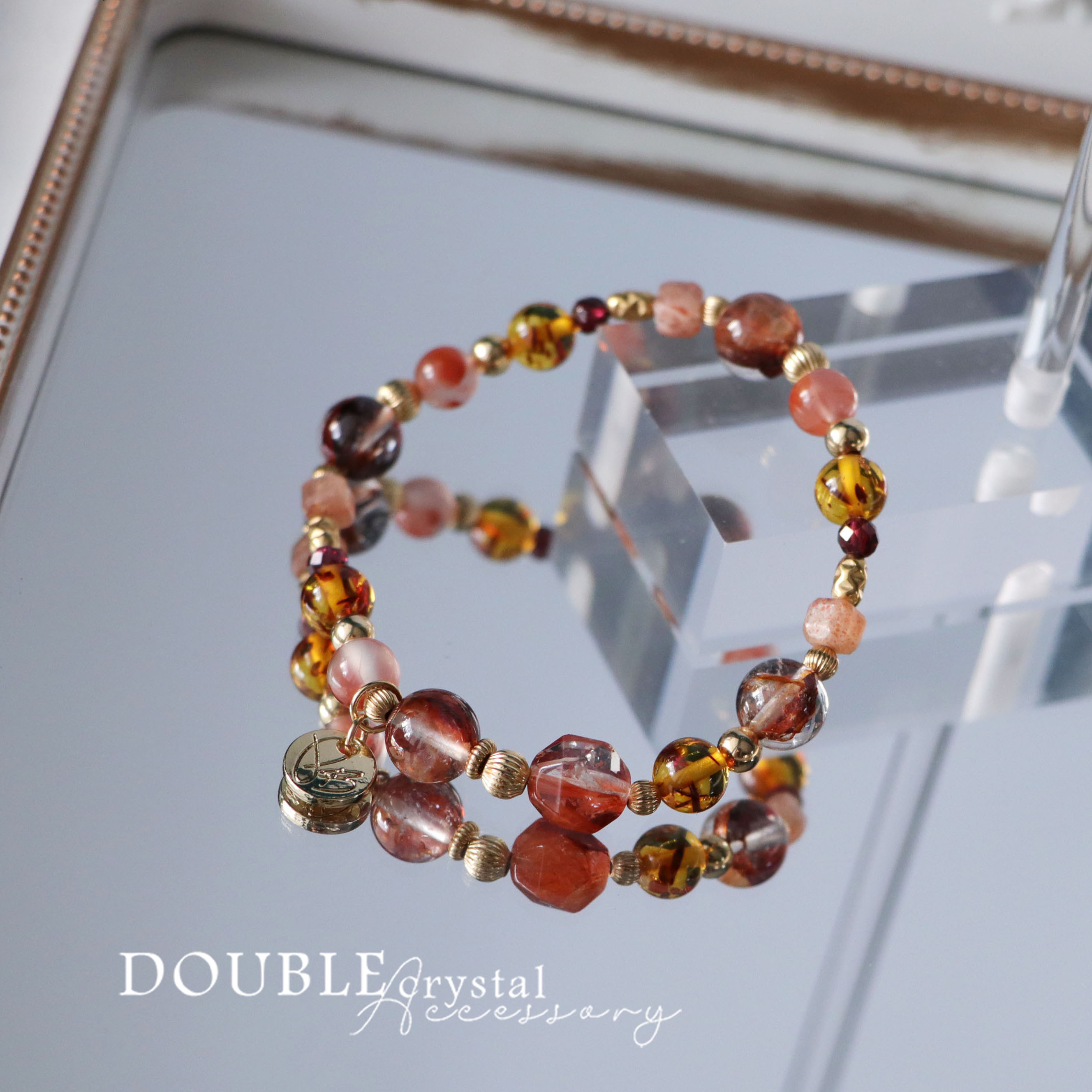 ☽◌* 開運紅梅／紅膠花．花珀．南紅瑪瑙．石榴石