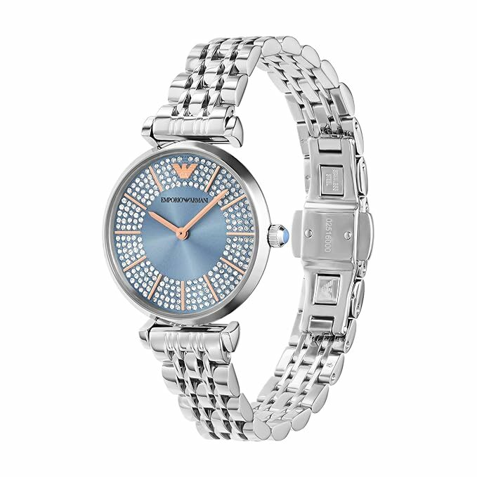 萬年鐘錶 - ARMANI  綺麗夢境環鑽面盤不鏽鋼女錶  AR11594 錶徑32MM