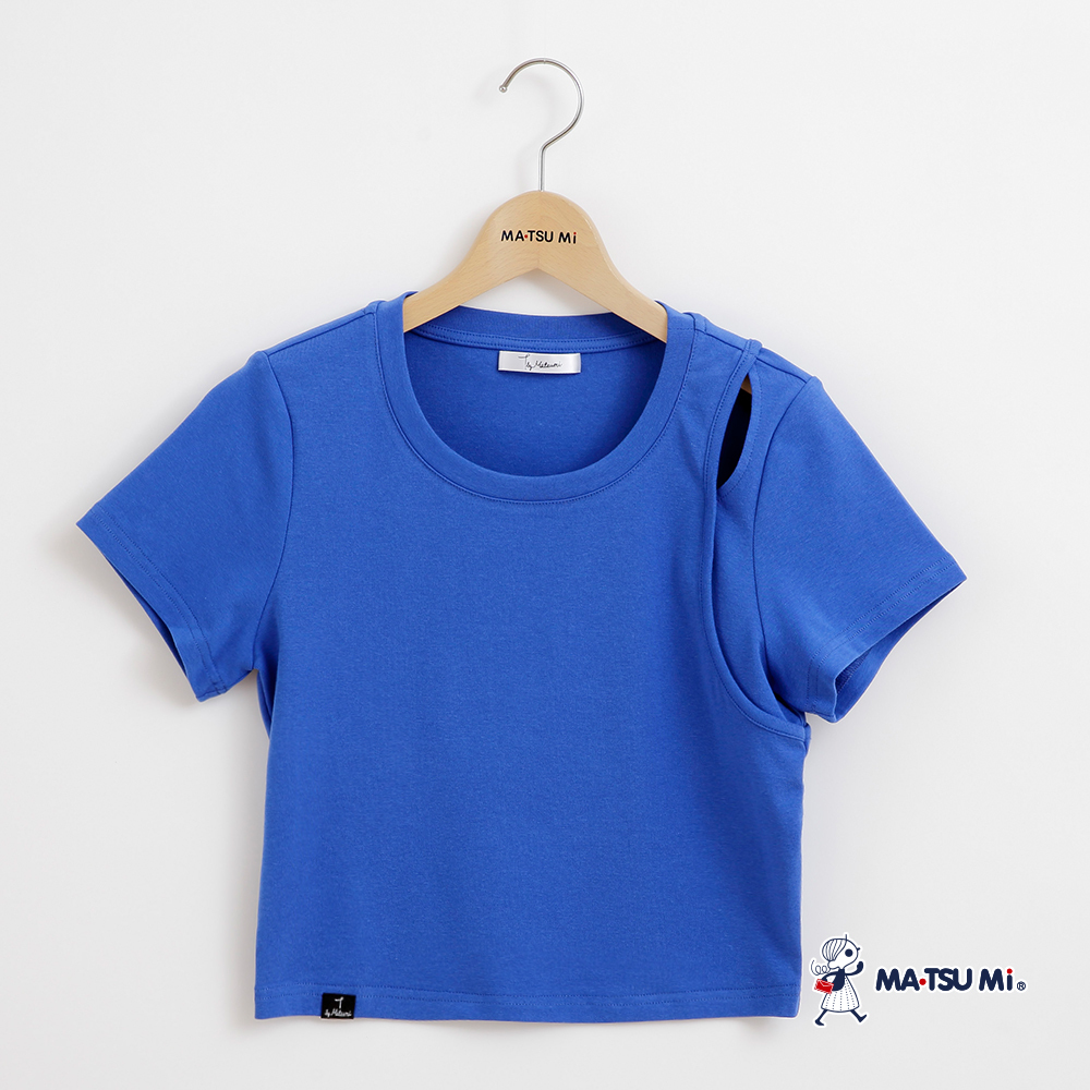 MA‧TSU Mi 不對稱挖肩短版上衣(綠.藍)