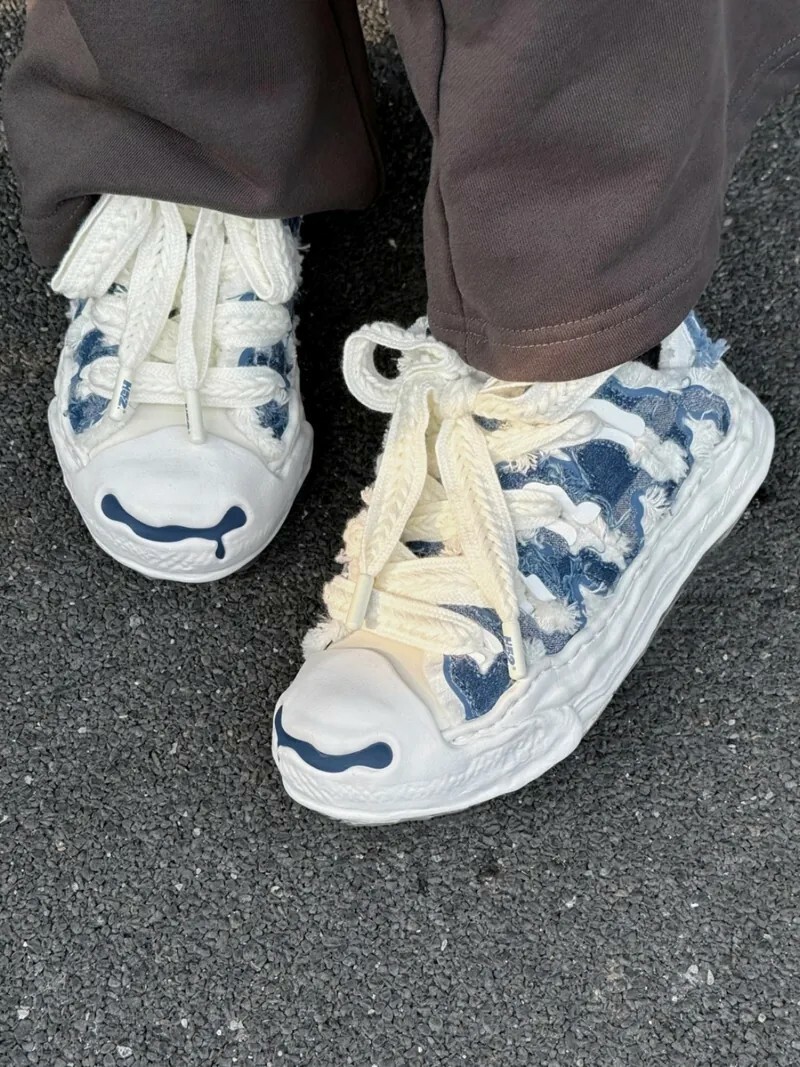 H52 開口笑奶油鞋 蛋糕鞋盒 牛仔藍