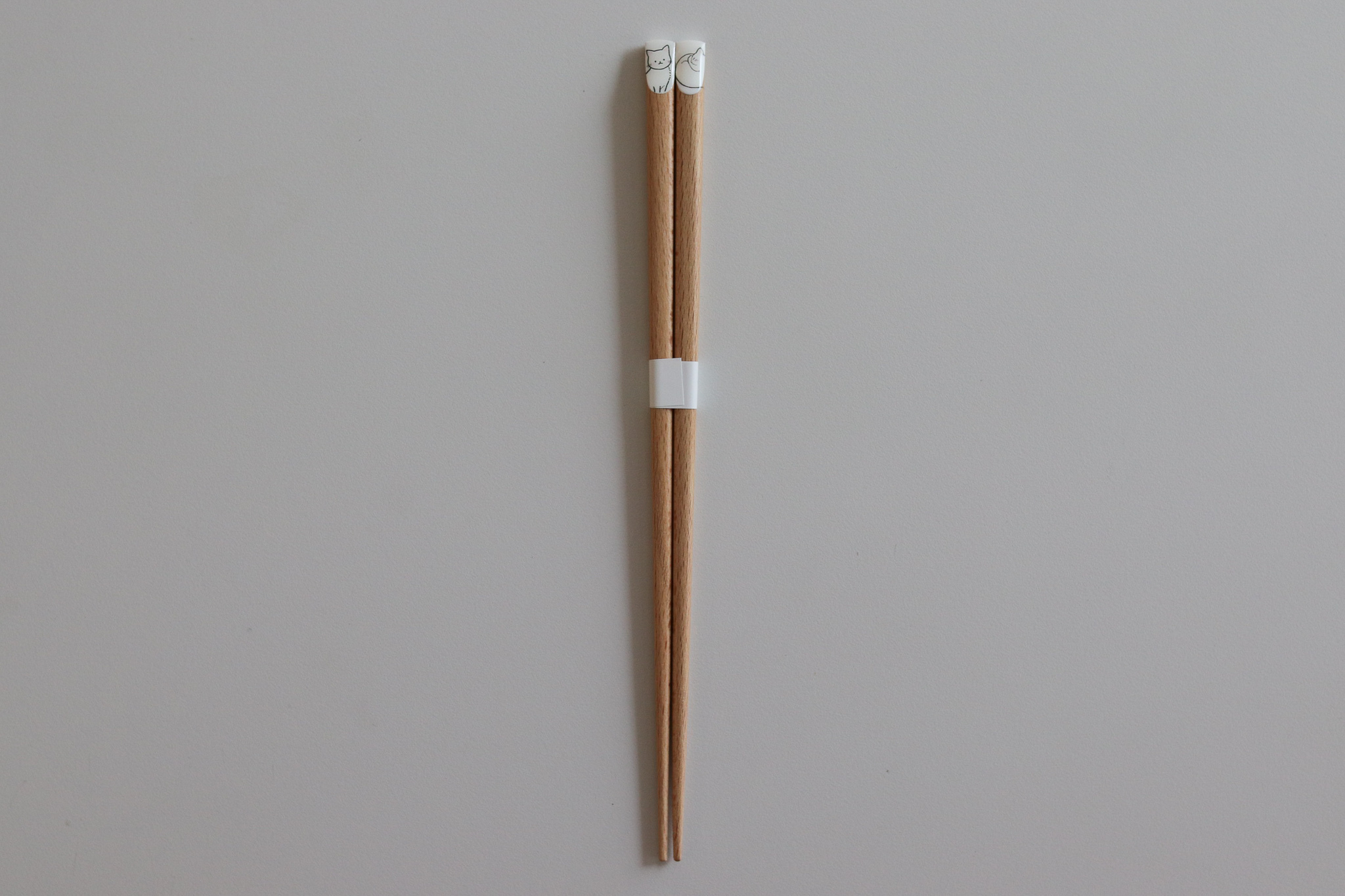 日本 可愛的貓咪 白貓 木筷