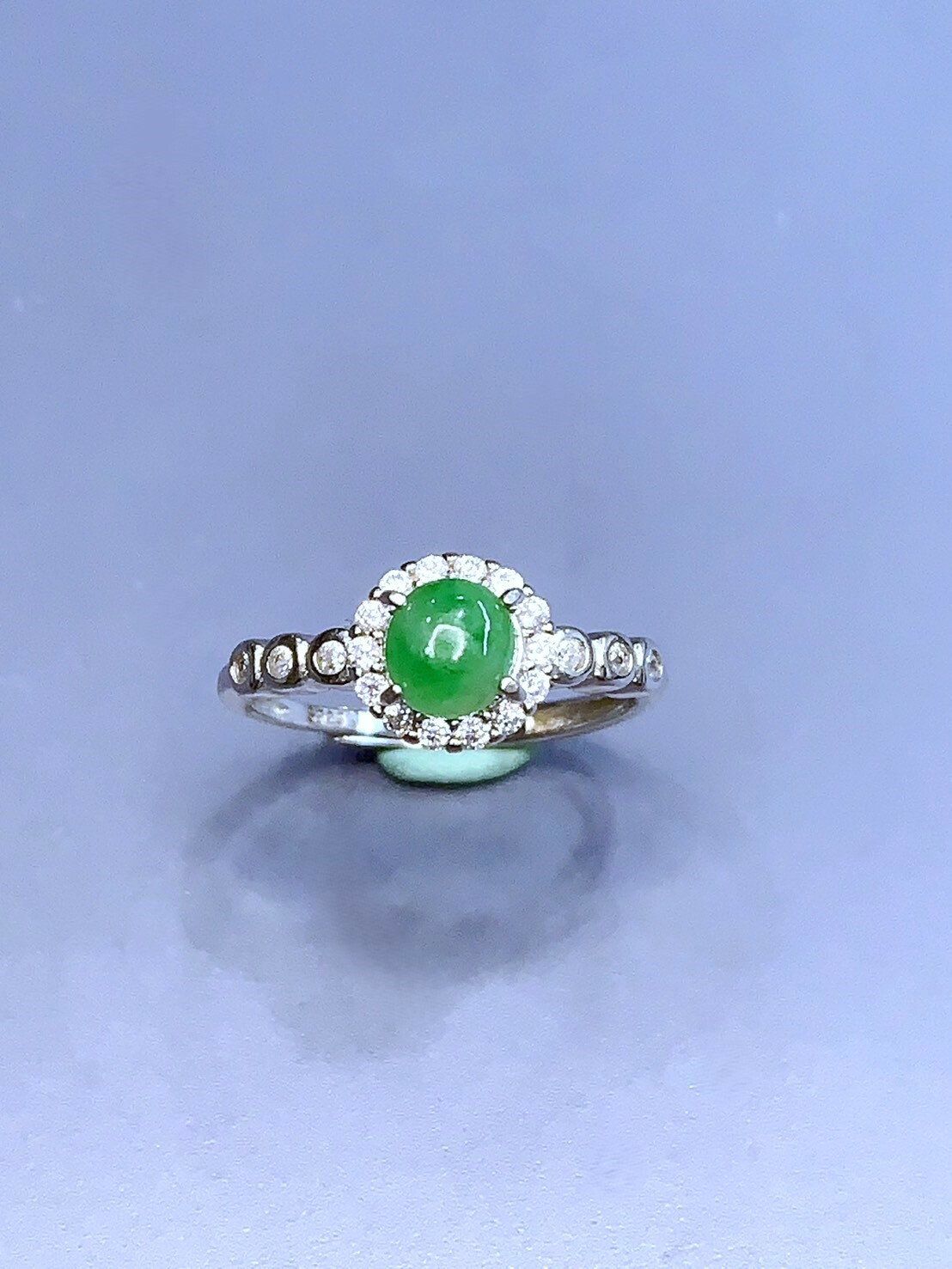 正陽綠翡翠銀戒02丨綠意春來