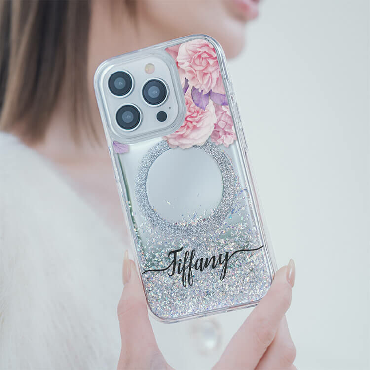 少女玫瑰 (MagSafe磁吸) 閃耀鏡面殼 - (訂製名字) iPhone客製化手機殼