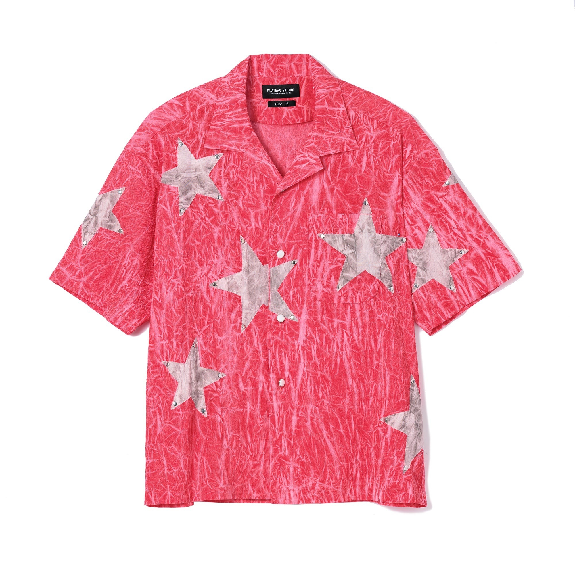 PLATEAU - crease dye star shirt 紅色