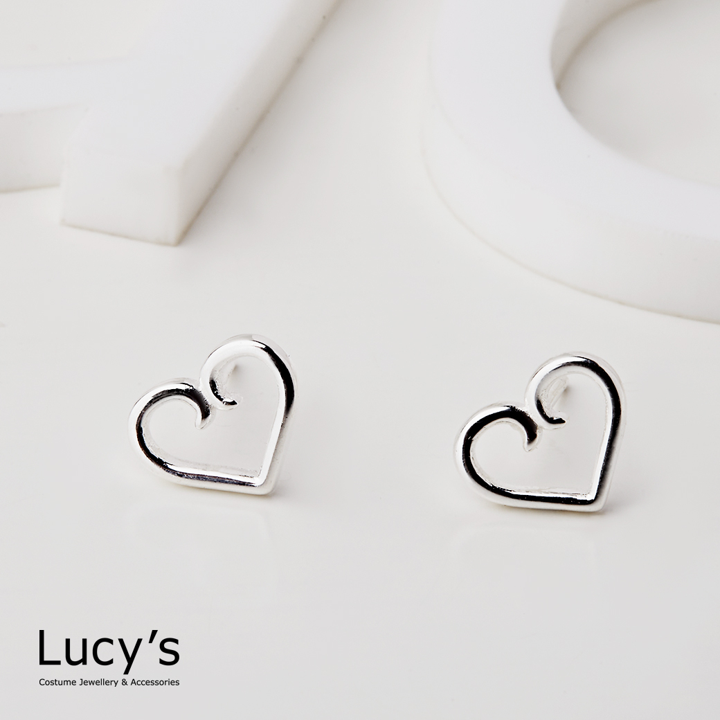 925純銀 簡約愛心 耳環 (114267)