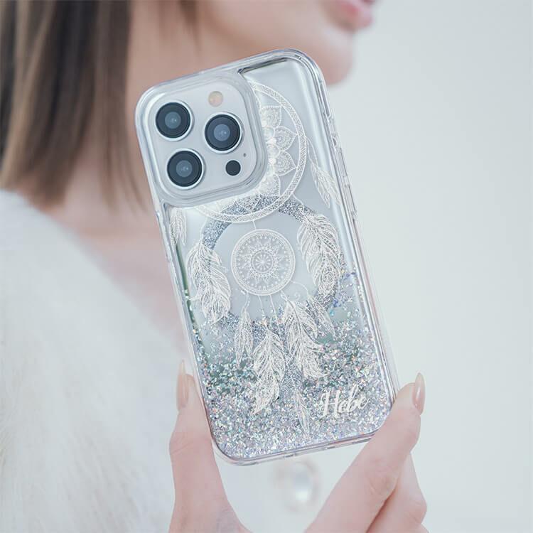 白捕夢網 (MagSafe磁吸) 閃耀鏡面殼 - (訂製名字) iPhone客製化手機殼