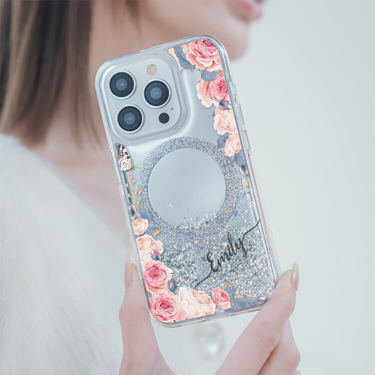婚禮玫瑰 (MagSafe磁吸) 閃耀鏡面殼 - (訂製名字) iPhone客製化手機殼