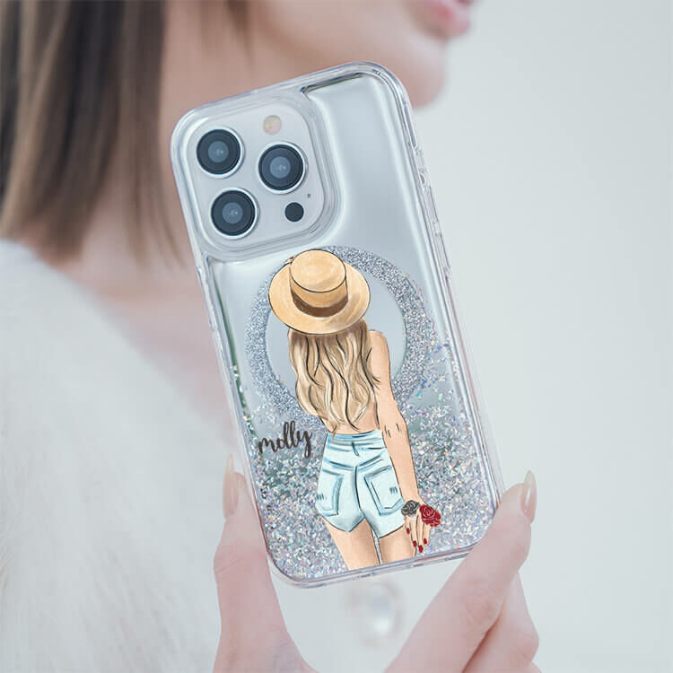 個性女孩 (MagSafe磁吸) 閃耀鏡面殼 - (訂製名字) iPhone客製化手機殼