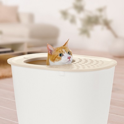 Richell 不沾砂桶形貓廁所(白色)
