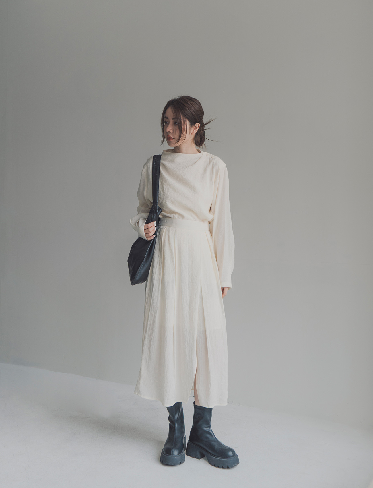 仙女前開岔口袋長裙