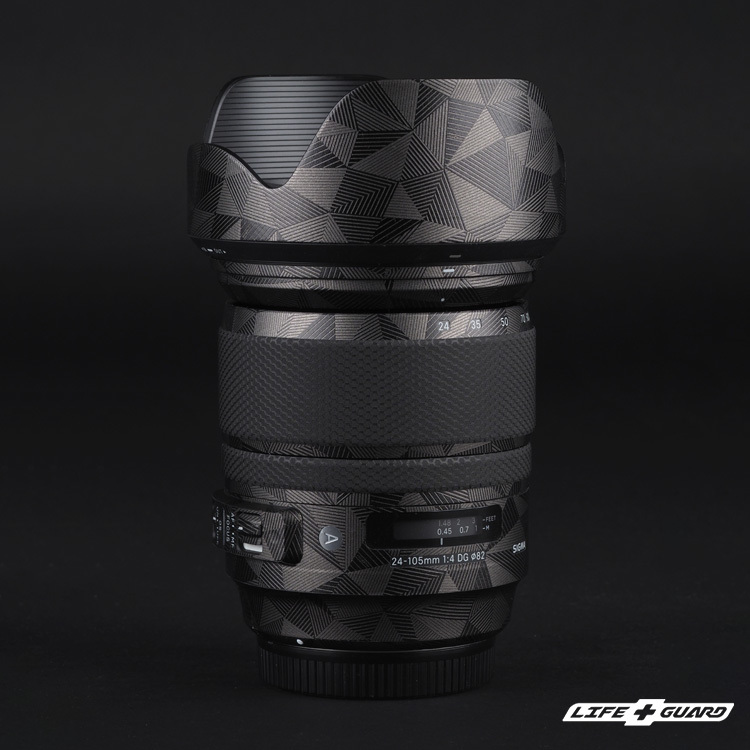 LIFE+GUARD 鏡頭貼膜安裝示意，適用 SIGMA 24-105mm F4