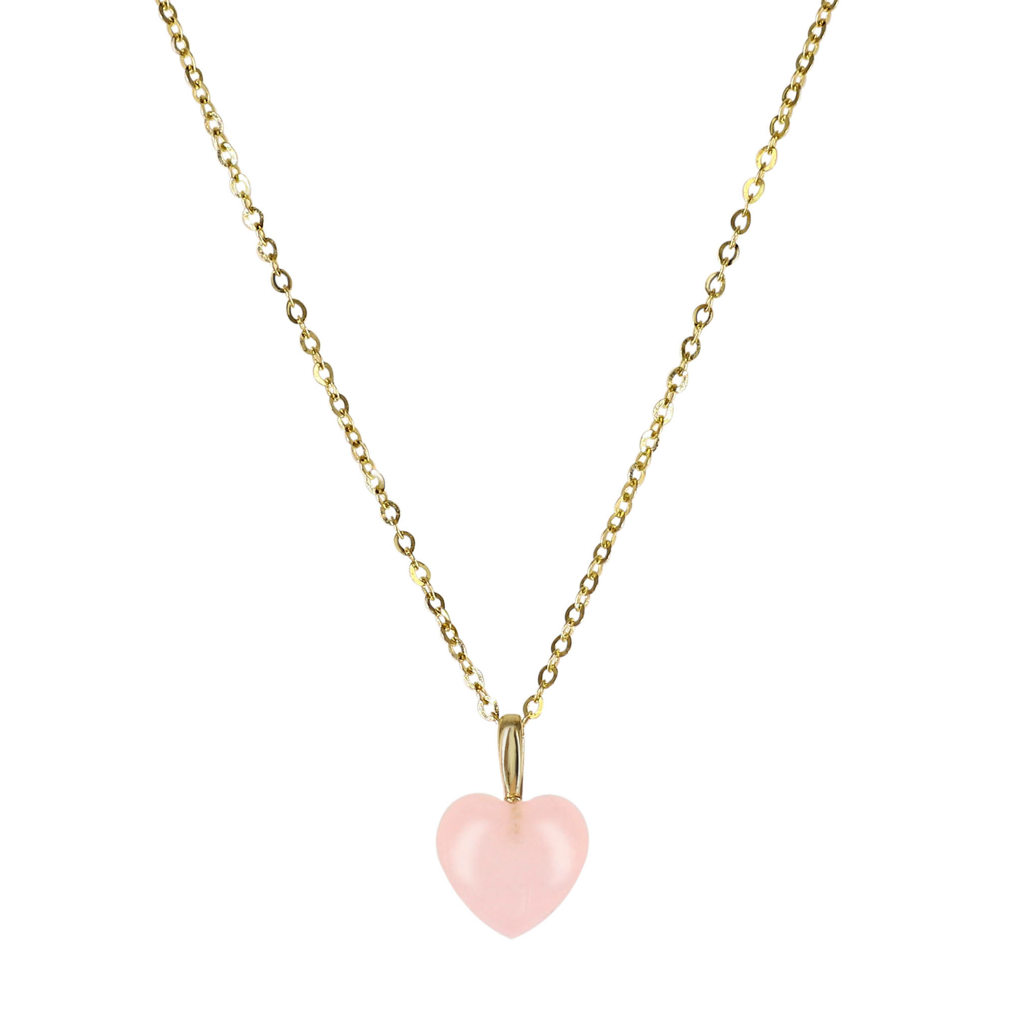柔情心語：14K金心形粉晶墜鍊