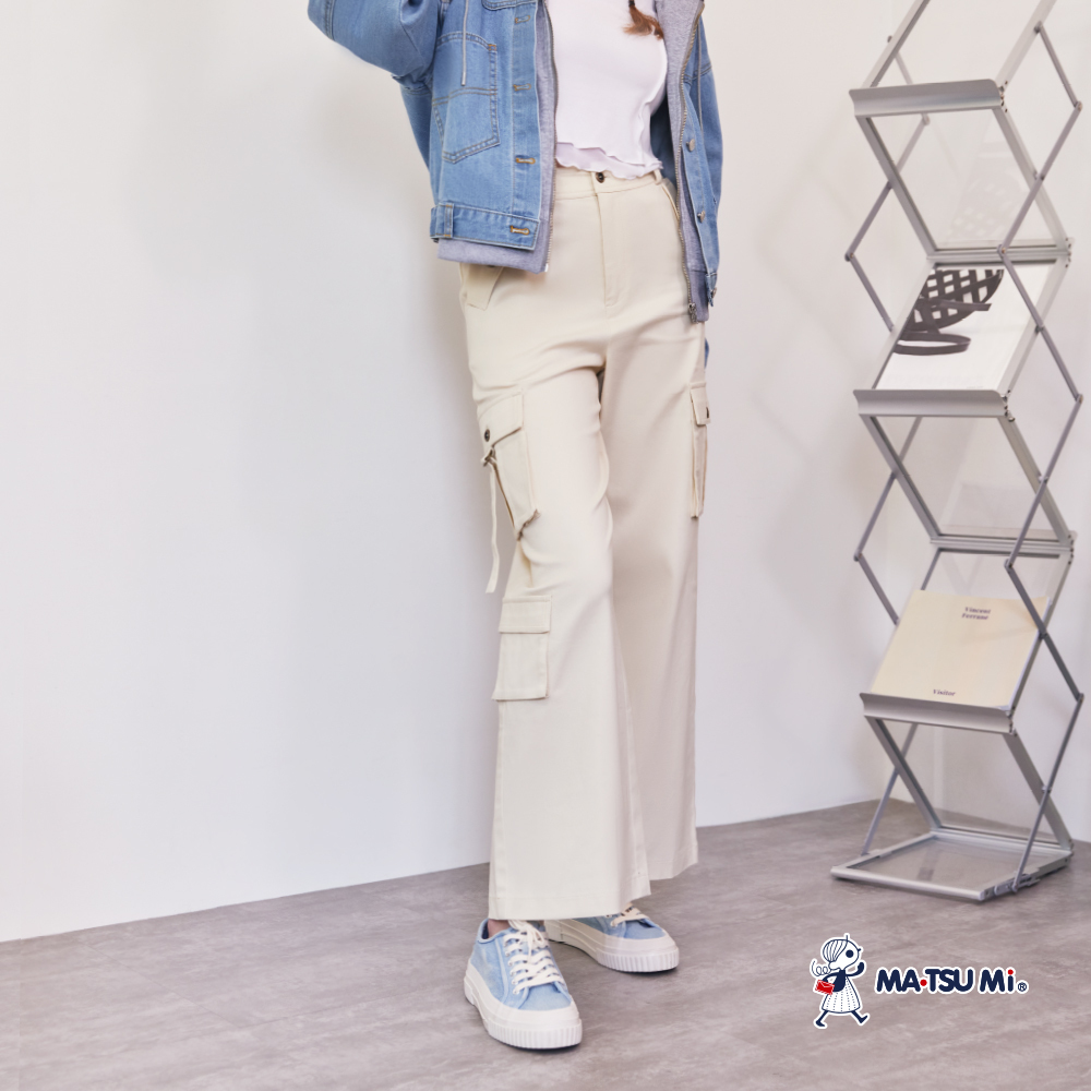 MA‧TSU Mi 百搭時髦感釘釦工裝褲(卡.黑)