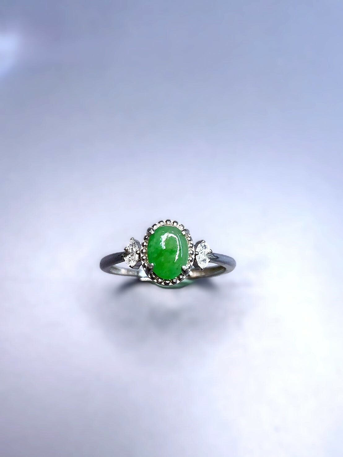 正陽綠翡翠銀戒03丨綠意春來