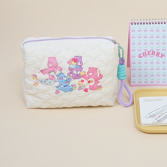 《4022》carebear愛心壓紋小熊化妝包