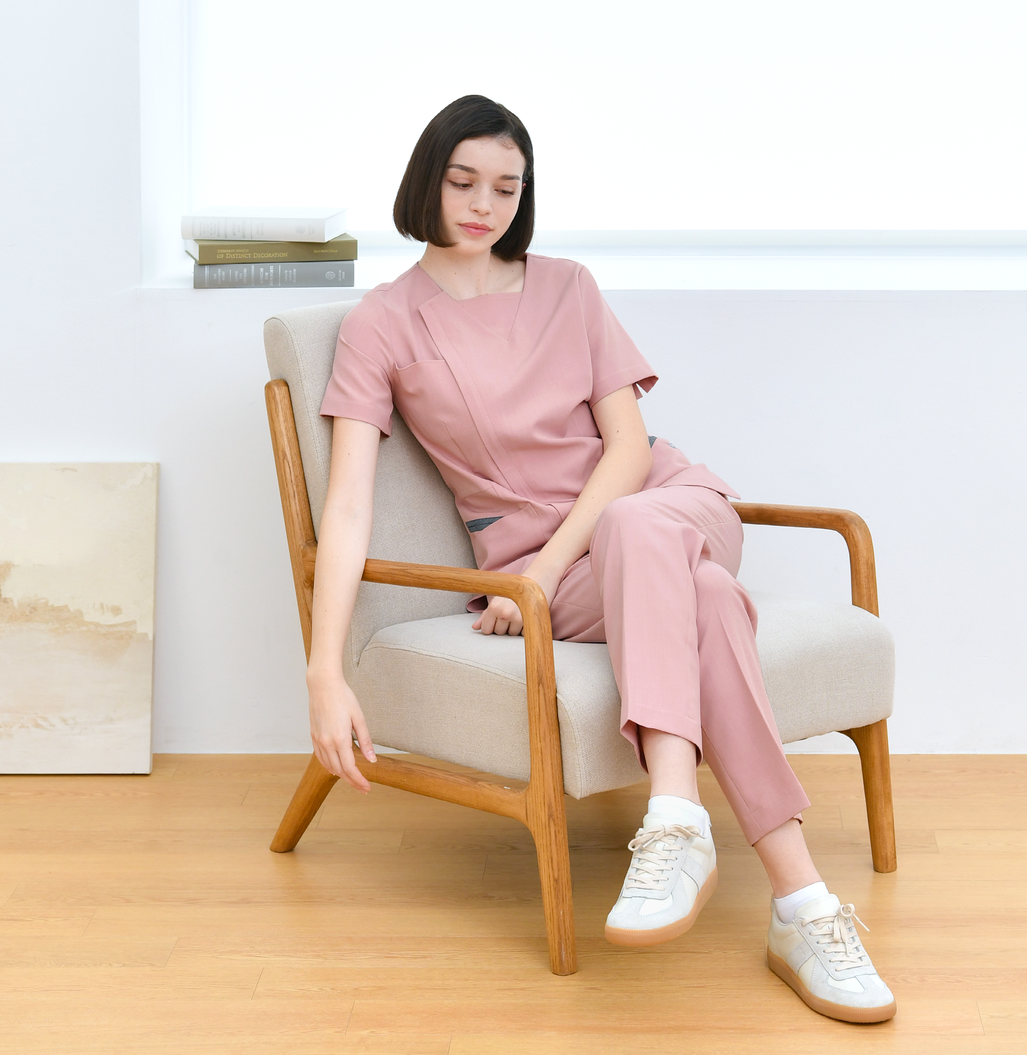 240803 LINEN-LIKE 女款護士服 英國玫瑰粉