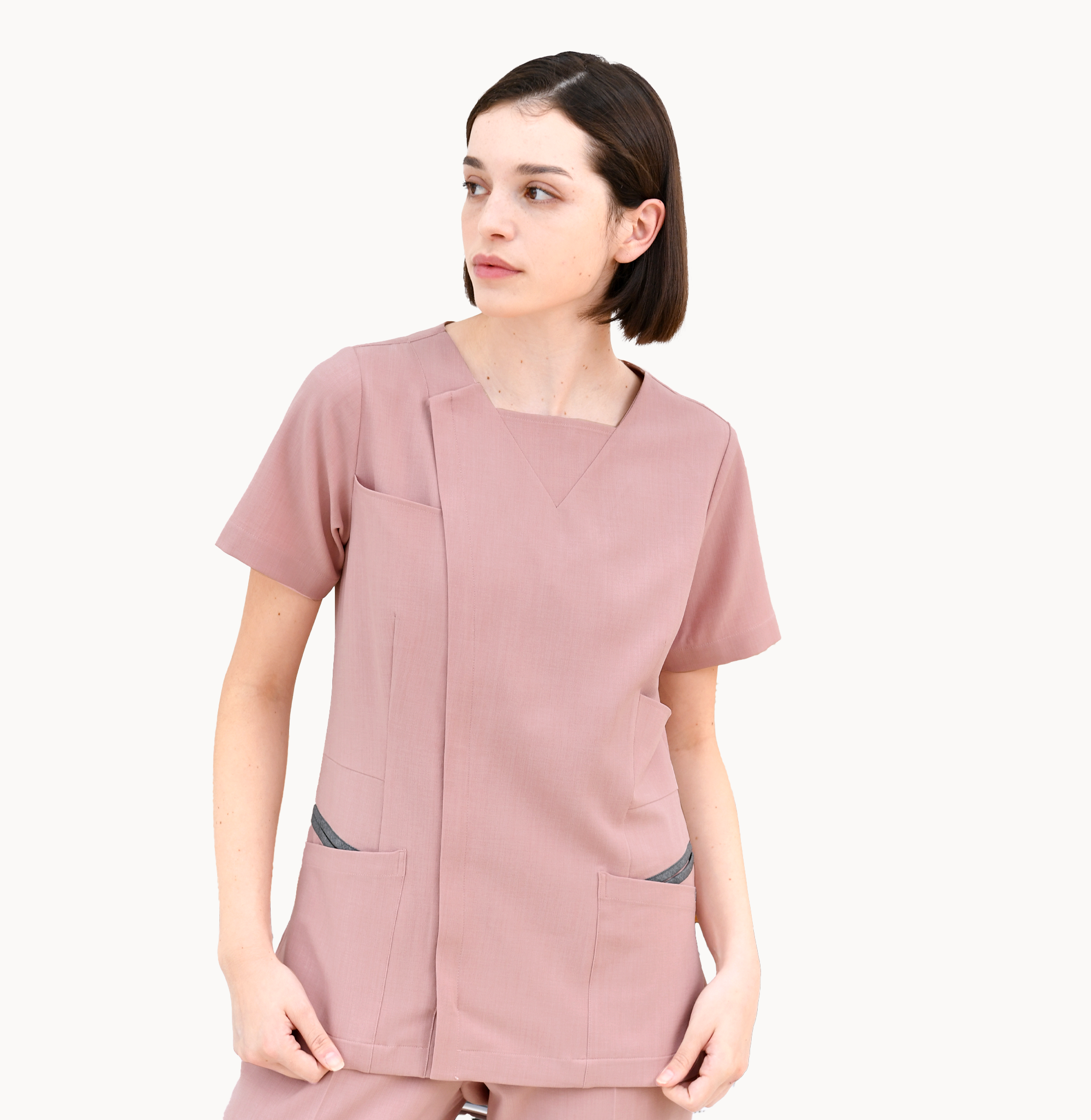 240803 LINEN-LIKE 女款護士服 英國玫瑰粉