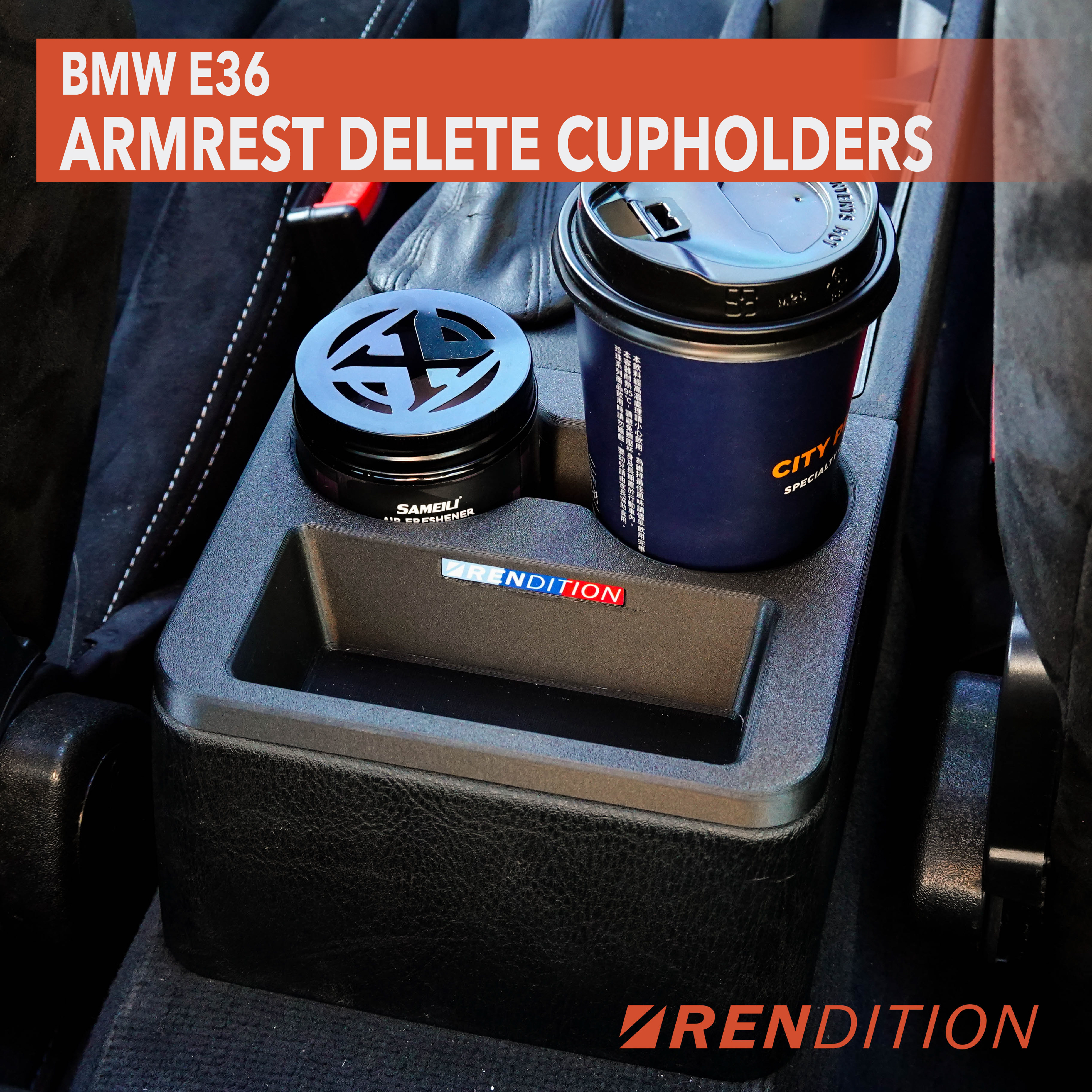 BMW E36 ARMREST DELETE CUPHOLDERS