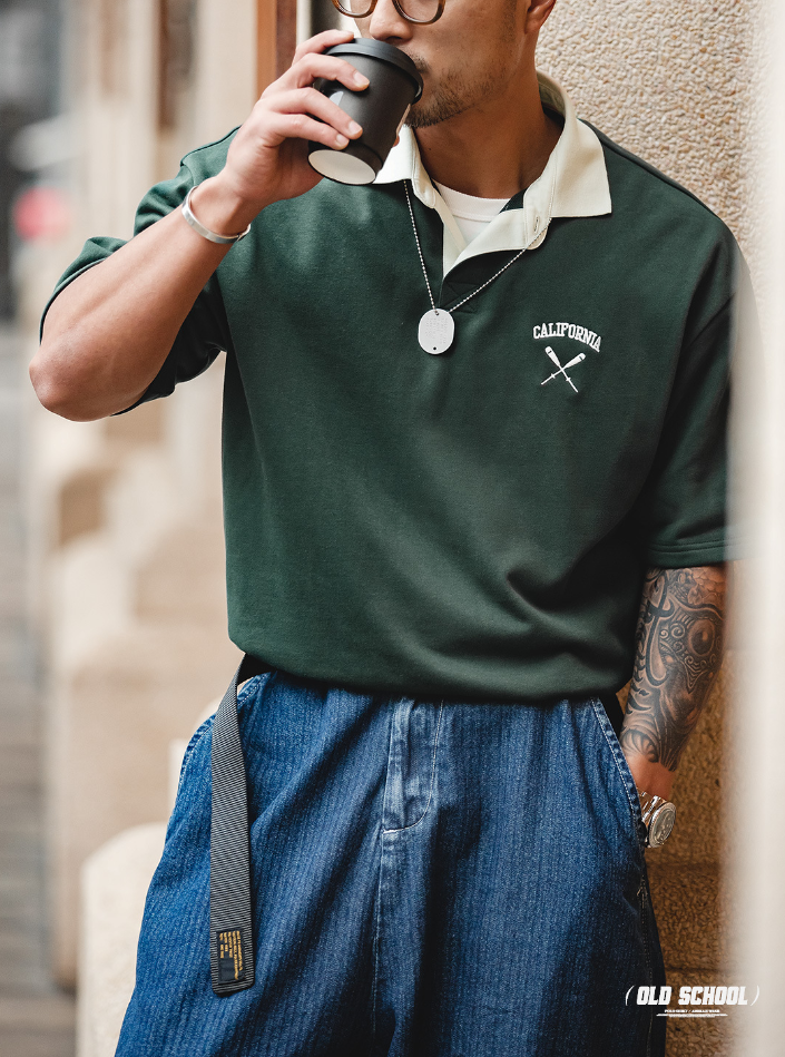 美式復古POLO衫短袖