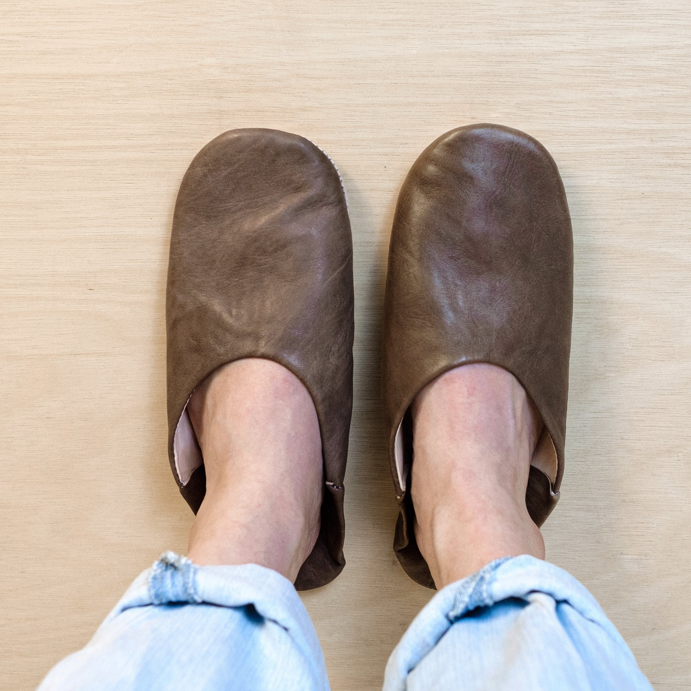 柏柏手工鞋 ｜深邃棕 - 圓｜摩洛哥