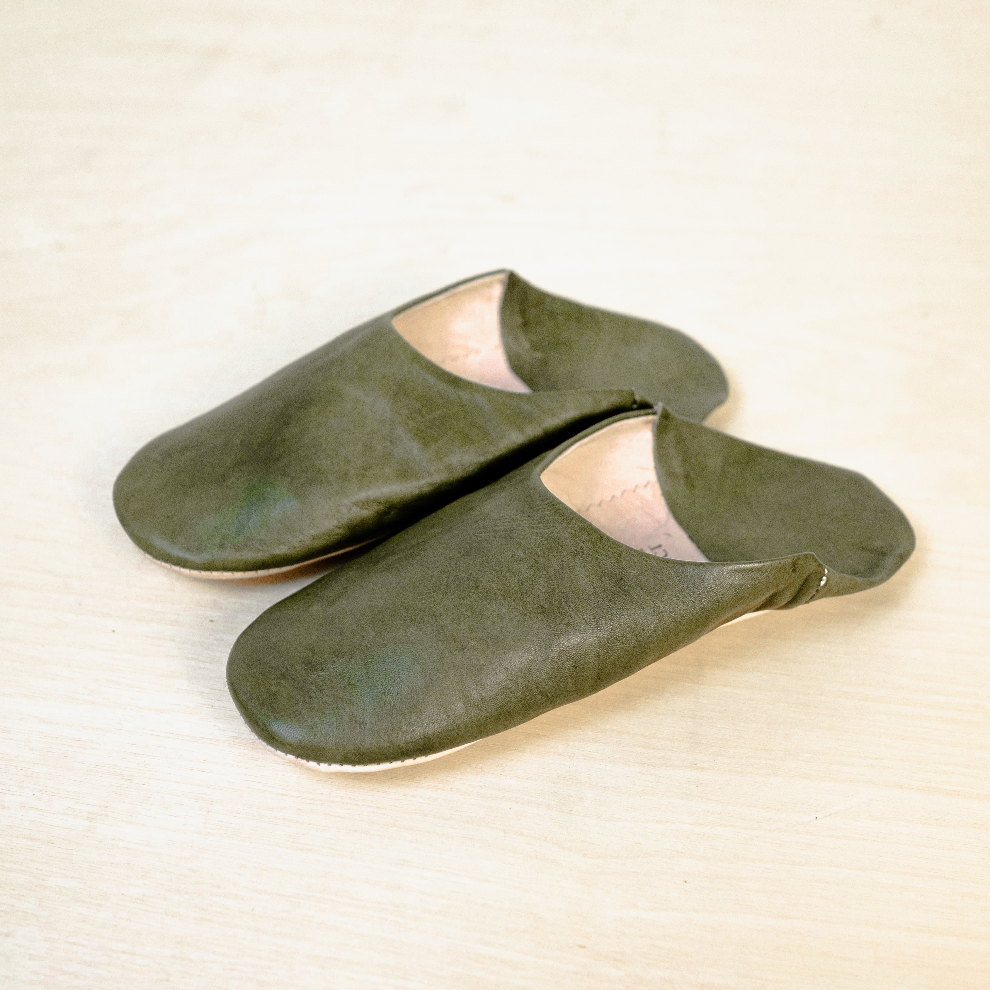 柏柏手工鞋 ｜橄欖綠 - 圓｜摩洛哥