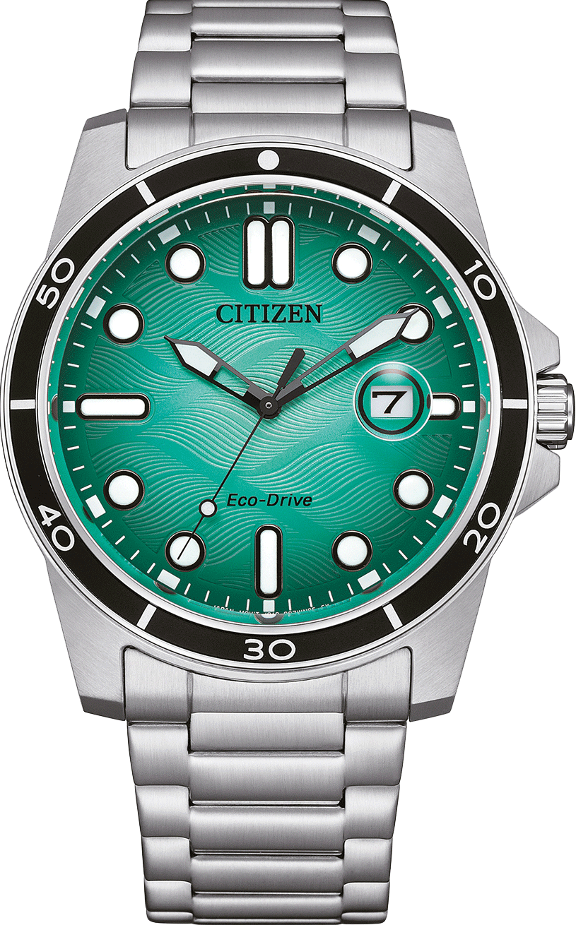 萬年鐘錶 - Citizen 星辰錶 潮男時尚綠色面盤光動能男錶 AW1816-89L 錶徑41.5MM
