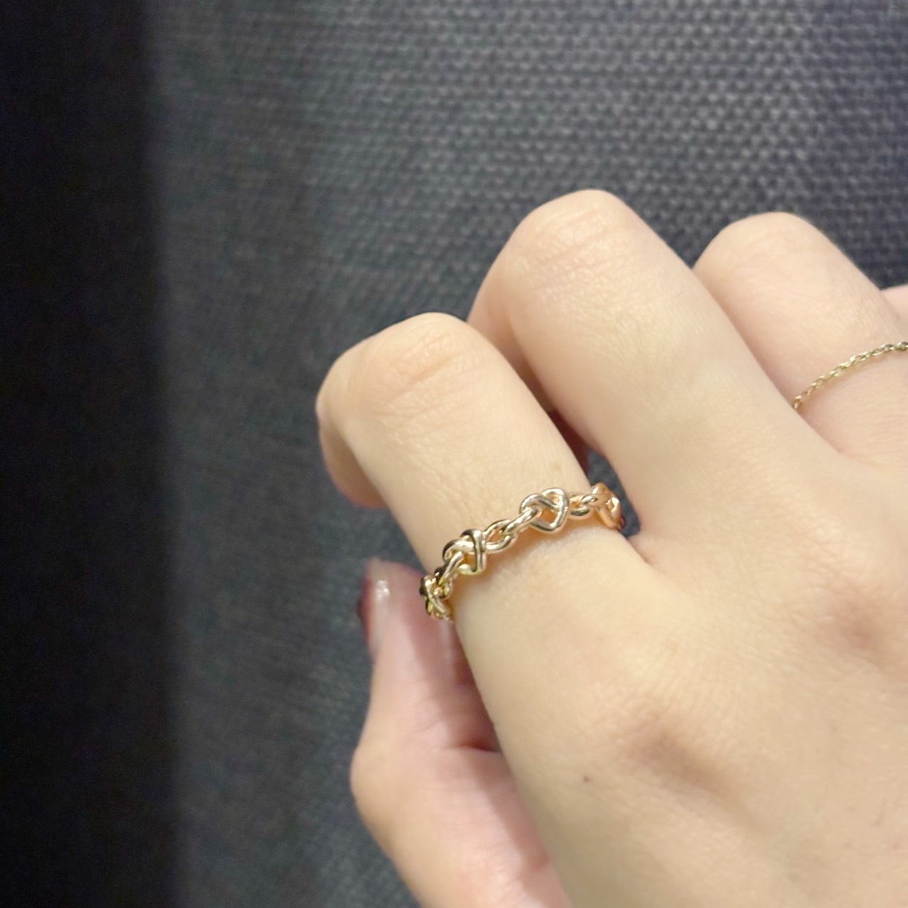 整圈愛心鎖鏈戒指