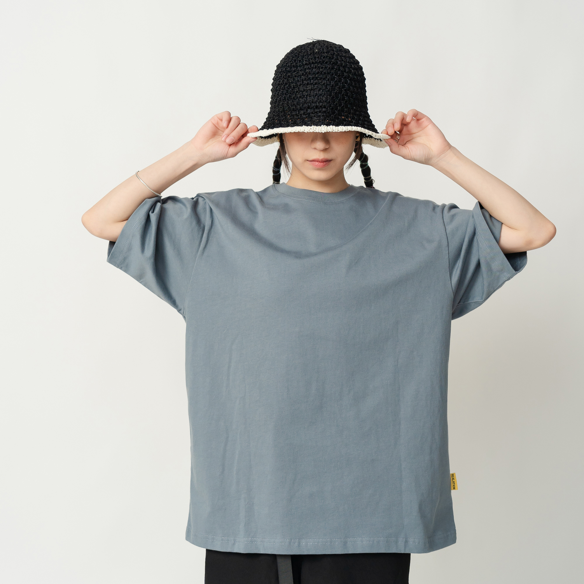 REALATiON 24SS Oversize Basic Tee- Stone Blue