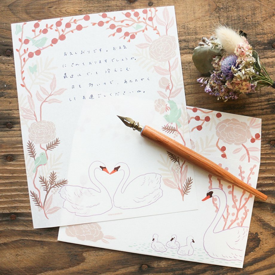 天鵝 和紙信紙信封組｜日本表現社 x Konatsu Tani 谷小夏