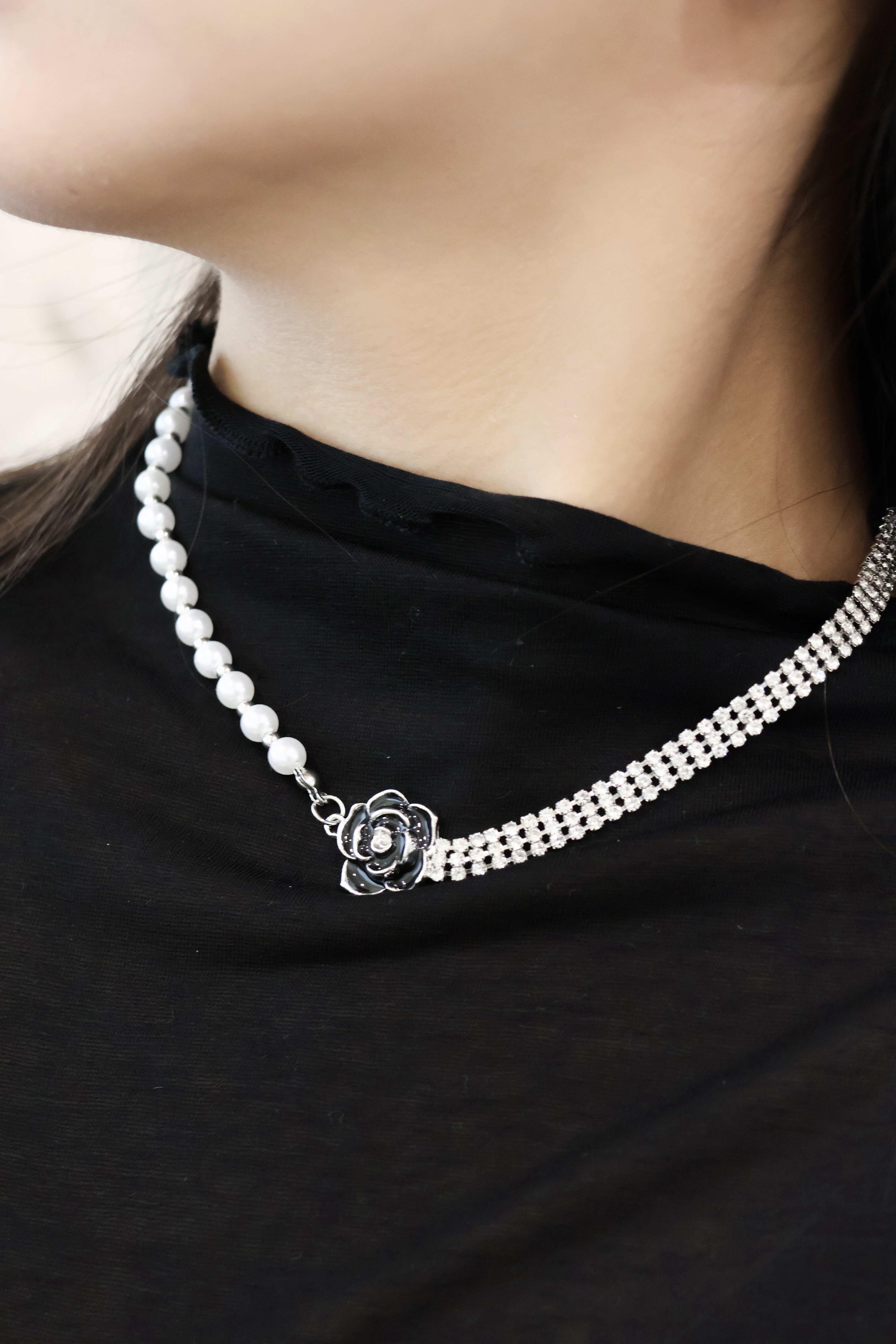 法式山茶花珍珠鑽鏈🌺