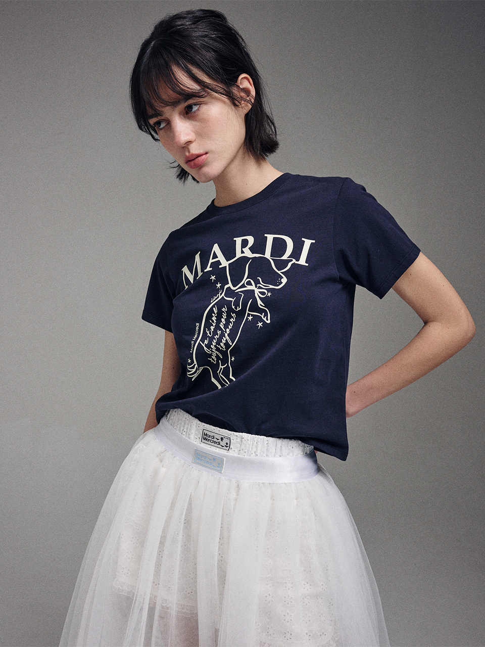 MARDI MERCREDI - SLIM TSHIRT SWING THE TAIL DDANJI (NAVY IVORY)