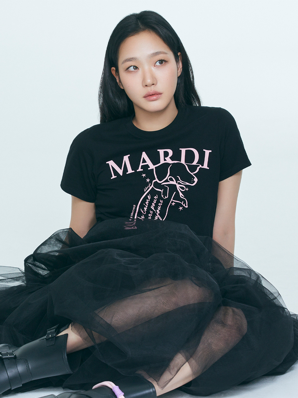 MARDI MERCREDI - SLIM TSHIRT SWING THE TAIL DDANJI (BLACK PINK)