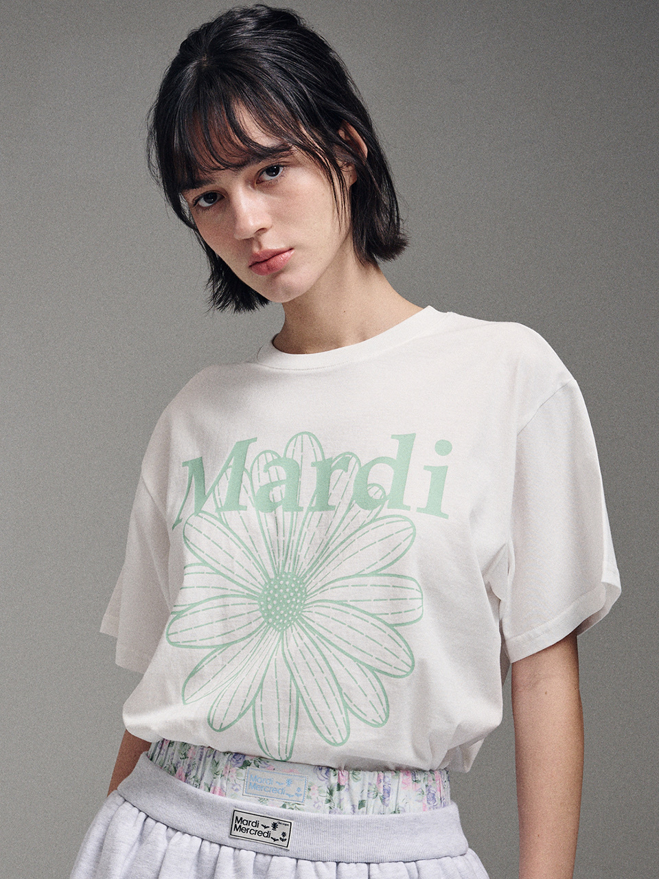 MARDI MERCREDI - TSHIRT FLOWERMARDI (IVORY MINT)