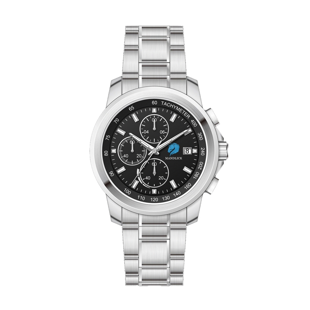 【Mandlick 曼德利克】MDK-005真三眼帶日期藍寶石水晶玻璃防水30米3年電池石英錶-