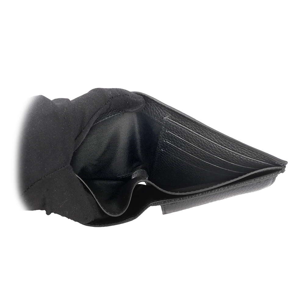 【BALLY】Ribbon 紅白條紋牛皮對開零錢袋短夾(黑色) 6307069