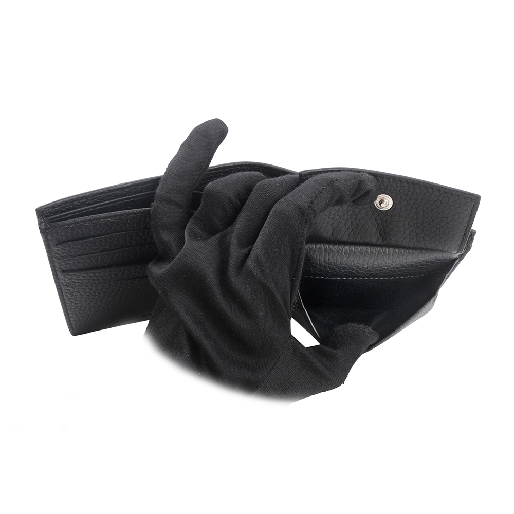 【BALLY】Ribbon 紅白條紋牛皮對開零錢袋短夾(黑色) 6307069